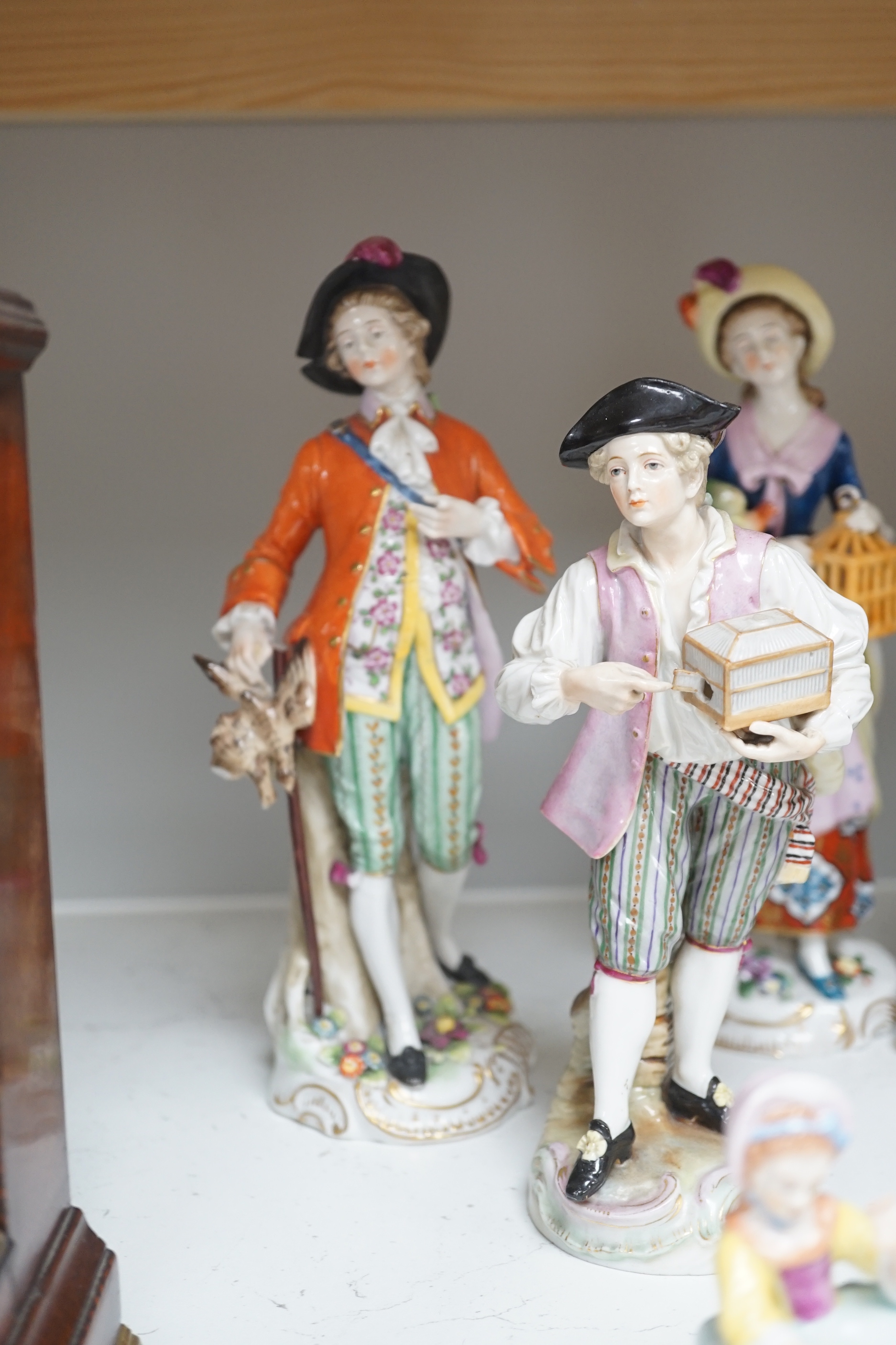 A group of mixed Continental figure groups, by Sitzendorf, etc. tallest 23.5cm (9)